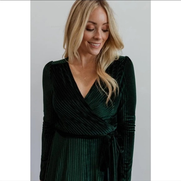 Baltic Born Emerald Green Jada Ribbed Wrap Dress - Large - Picture 1 of 9